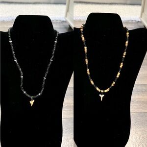 Set of 2‎ Beaded Shark Tooth Necklaces NWT